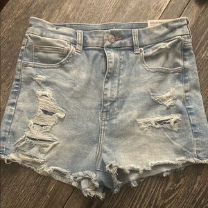 American Eagle Outfitters Ripped Light Blue Jean Shorts